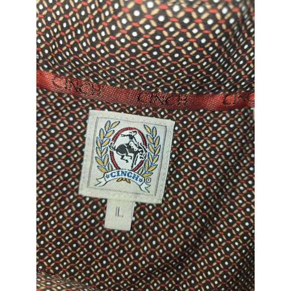 Cinch Mens Button-Up Shirt Large With Geometric Pattern In Brown - Picture 5 of 8